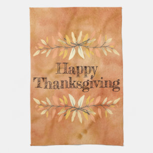 Thanksgiving Helgdag Hösten Löv Gräns Anpassnin Kökshandduk