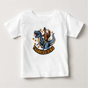 Thanksgiving helgdag kalkon som kör tyrannosaurus t shirt