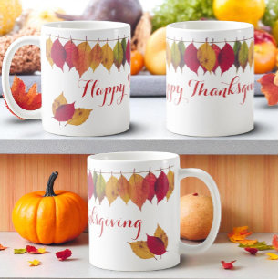 Thanksgiving Helgdag Ljus Höst löv Anpassningsbar Kaffemugg