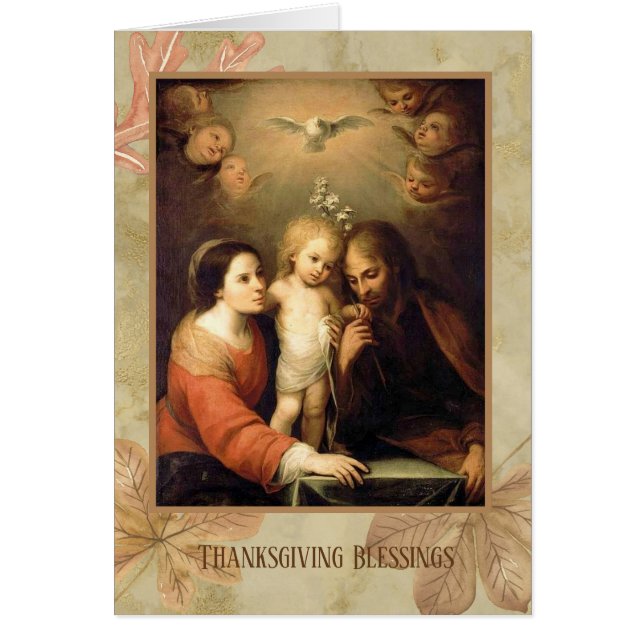 Thanksgiving Heliga Family Jesus Mary St Joseph Hälsningskort (Framsidan)