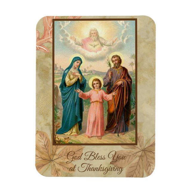 Thanksgiving Heliga Family Jesus Mary St. Joseph Magnet (Vertikal)