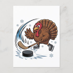 Thanksgiving Hockey Ice Hockey Turkey Gobbler Helg Vykort