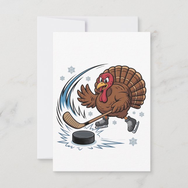 Thanksgiving Hockey Ice Hockey Turkey Gobbler Tack Kort (Framsida)