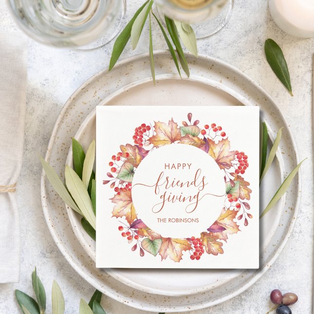 Thanksgiving Höst färger vänner på middagen Pappersservett (Skapare uppladdad)