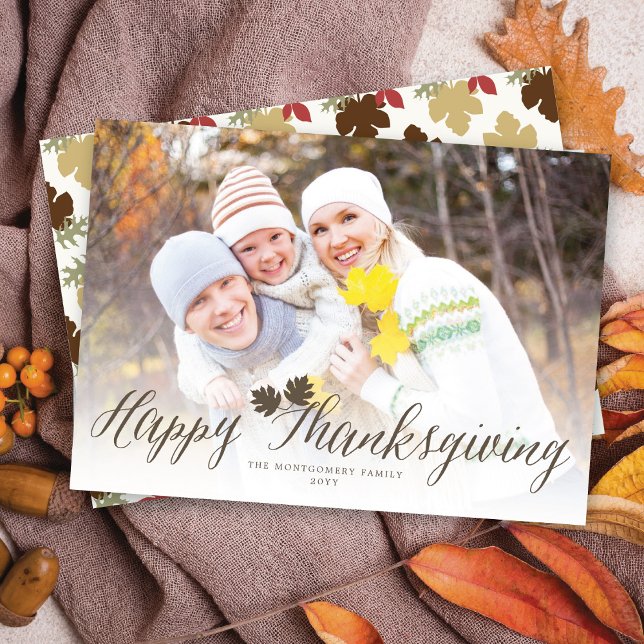 Thanksgiving Höst löv enkelt skriptfoto Julkort (Skapare uppladdad)