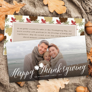 Thanksgiving Höst löv enkelt skriptfoto Julkort