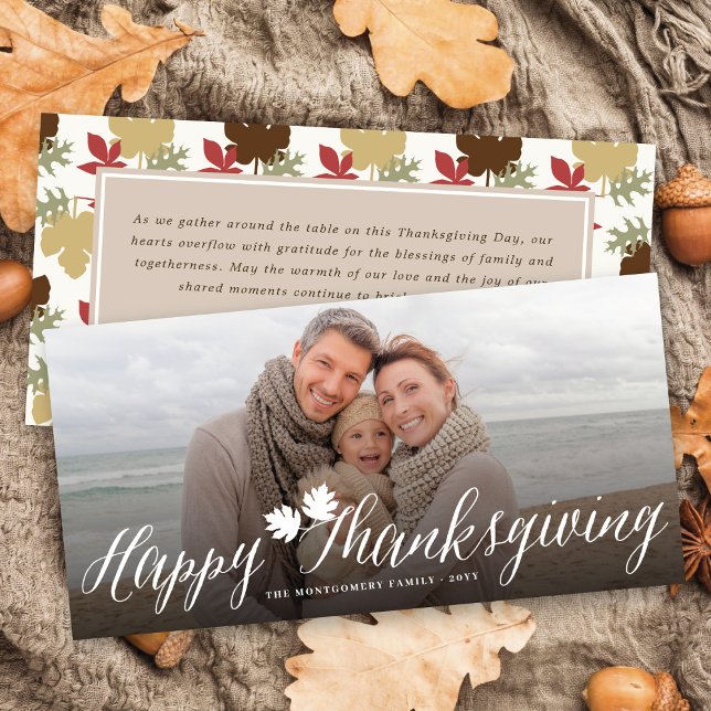 Thanksgiving Höst löv enkelt skriptfoto Julkort (Skapare uppladdad)