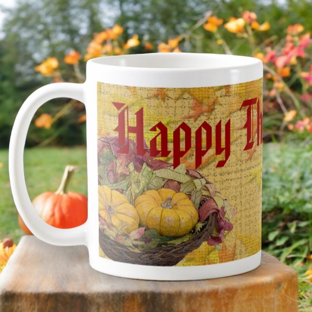 Thanksgiving Höst löv Gourds Art Anpassningsbar Kaffemugg (Skapare uppladdad)