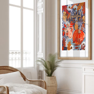 Thanksgiving höst löv orange poster