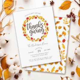 Thanksgiving Höst löv Utandning Inbjudningar