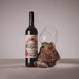 Thanksgiving Höstandekrans med assorterad vätska Vinflaska Etikett