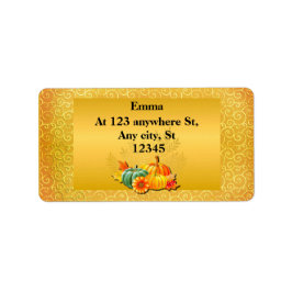 Thanksgiving Höstblomma Löv och pumpor Adressetikett