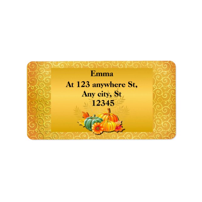 Thanksgiving Höstblomma Löv och pumpor Adressetikett (Framsidan)
