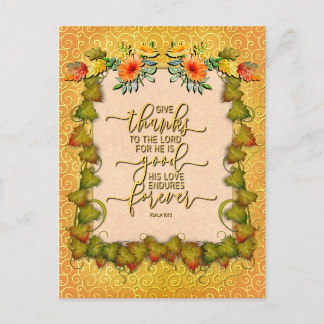 Thanksgiving Höstblomma Löv och pumpor Vykort (Framsida)