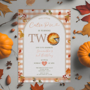 Thanksgiving Hösten Cutie Paj Gingham 2:a födelsed Inbjudningar
