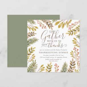 Thanksgiving Hösten Grey Watercolor WaterFärgandek Inbjudningar