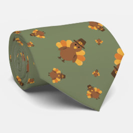 Thanksgiving Hösten Grönt Turkiet Neck Tie Slips