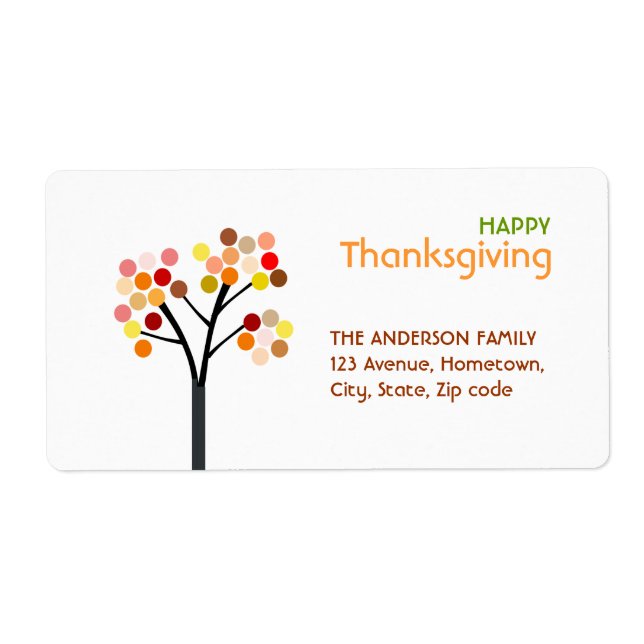 Thanksgiving Hösten Träd Fraktsedel (Framsidan)