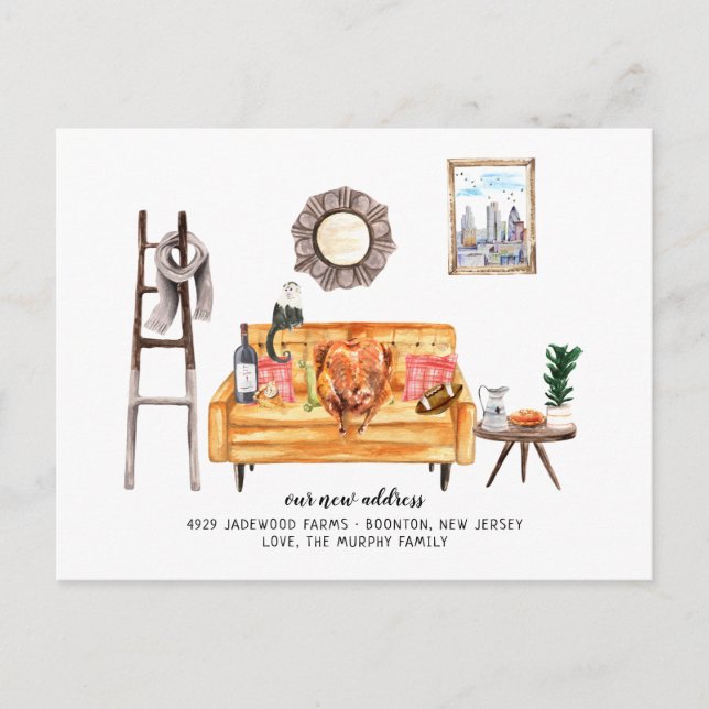 Thanksgiving Hösten Turkiets Flytta Meddelande Vykort (Framsida)