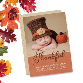 Thanksgiving Hösthösten Baby Birth Photo Meddelande
