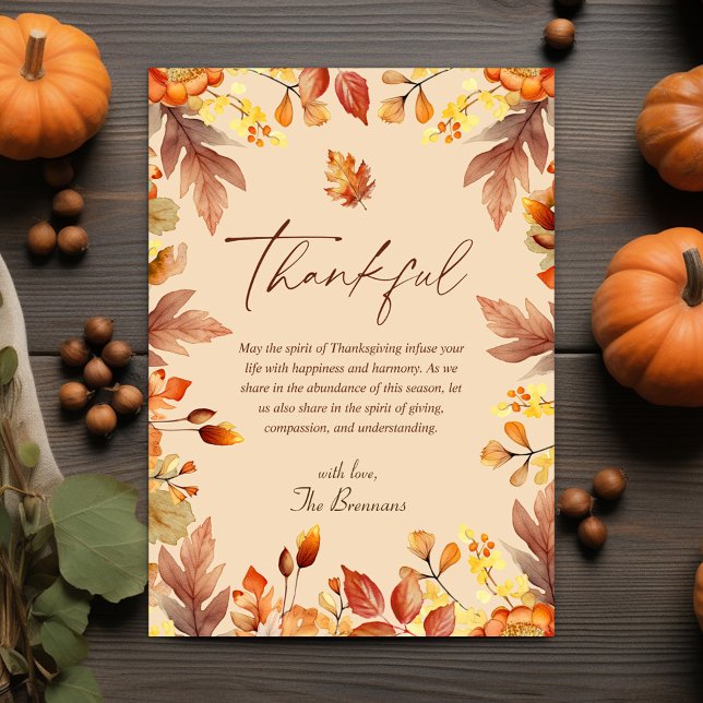 Thanksgiving Hösthöstfällning - rustik tankfull Julkort (Thanksgiving Autumn Fall Rustic Thankful Holiday Card)