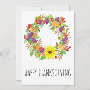 Thanksgiving Höstkrans i vattenfärg Julkort