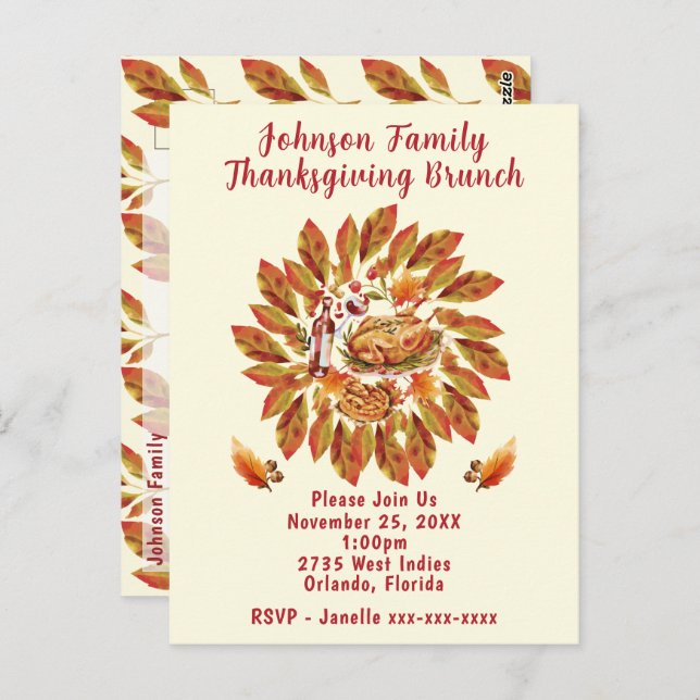 Thanksgiving - höstprognos för Brunch Vykort (Fram/baksida)