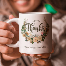 Thanksgiving Höstvåg vattenfärg Boho Blommigt Utan Kaffemugg