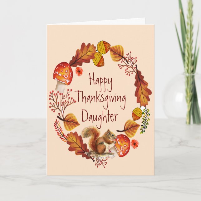 Thanksgiving Höstvåningen Röd ekorre Utandningsdot Helgkort (Framsida)