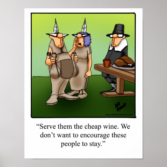 Thanksgiving Humor "Billigt Vin" Poster (Framsidan)