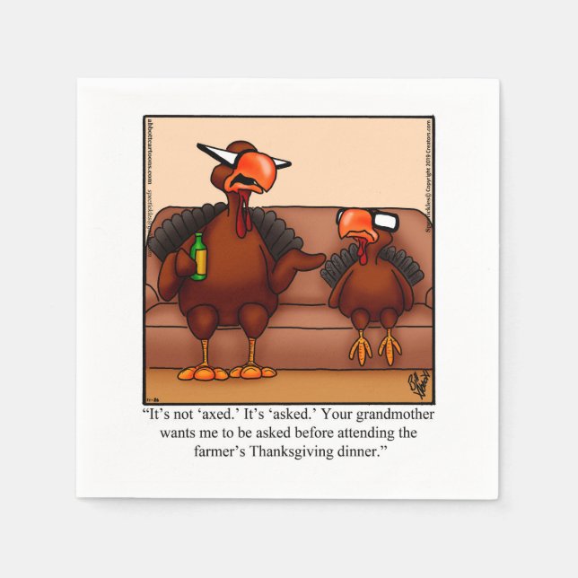 Thanksgiving Humor Cocktail Party Napkins Pappersservett (Framsidan)