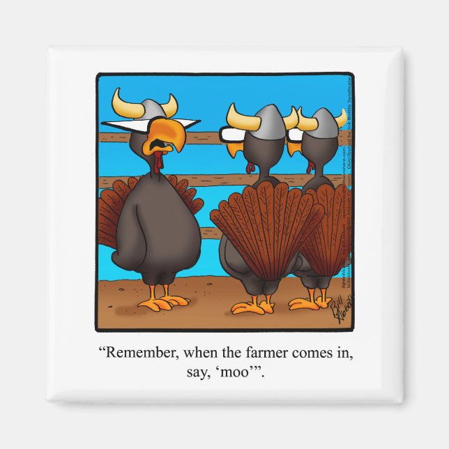 Thanksgiving Humor "Just Sat Moo" Magnet Gift (Framsidan)