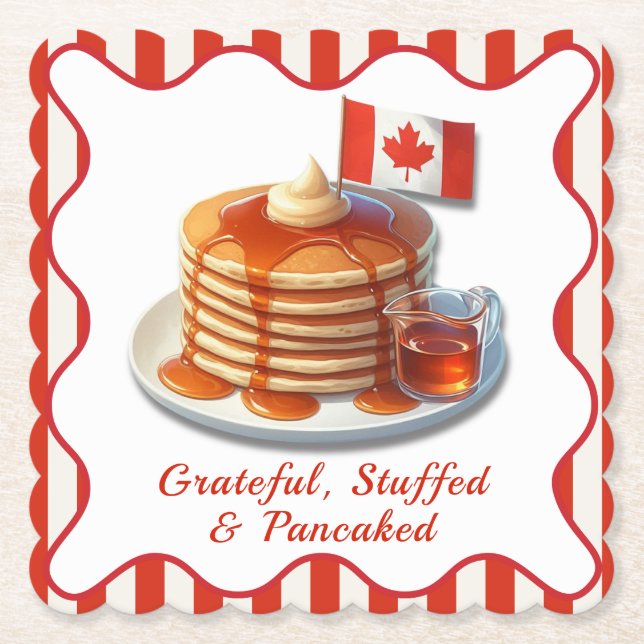 Thanksgiving Humor Kanada | Maple Pancakes & Fall Underlägg Papper (Framsida)