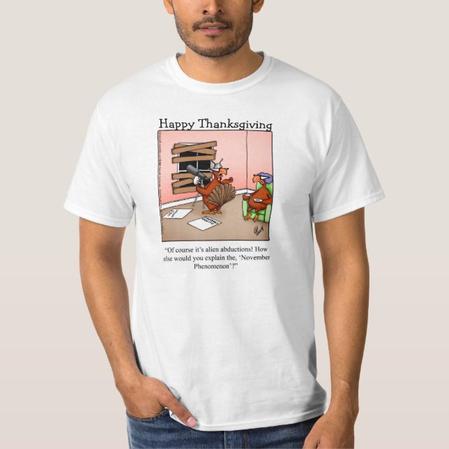 Thanksgiving Humor "November Phenomenon" Tee Shirt (Framsida)