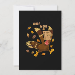 Thanksgiving Hund Funny Fake Puppy Woof Thanksgivn Inbjudningar