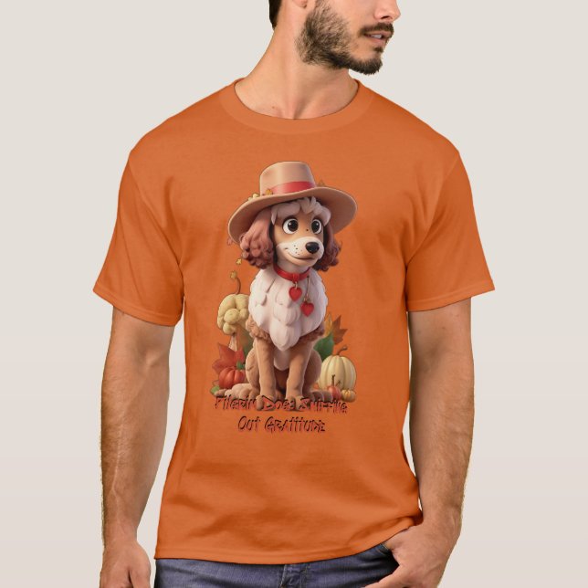 Thanksgiving Hund Pudel T Shirt (Framsida)