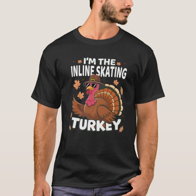 Thanksgiving I är den inre Skating Turkey Family T Shirt (Framsida)