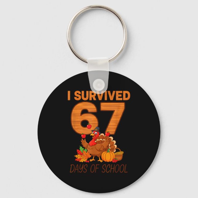 Thanksgiving I Survived 67 Days Of School Teacher  Nyckelring (Framsida)