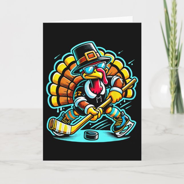 Thanksgiving Ice Hockey Turkiet Day Fall Kort (Framsida)