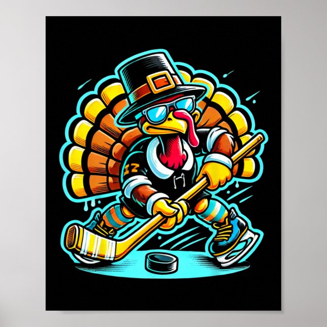 Thanksgiving Ice Hockey Turkiet Day Fall Poster (Framsidan)
