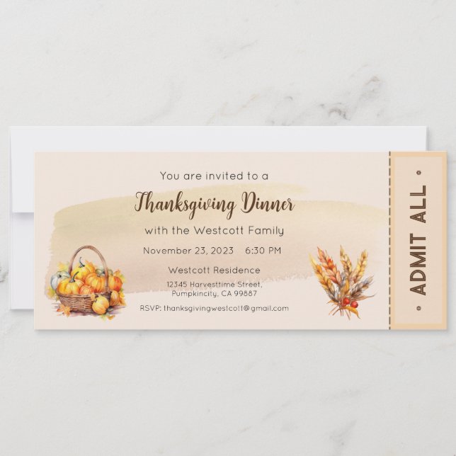 Thanksgiving Inbjudan, Thanksgiving Middagen Inbju Inbjudningar (Framsida)