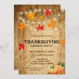 Thanksgiving inbjudan till en rustisk middag party