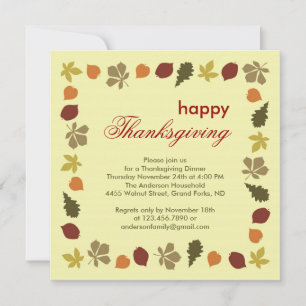 Thanksgiving Inbjudan till Höst löv middag