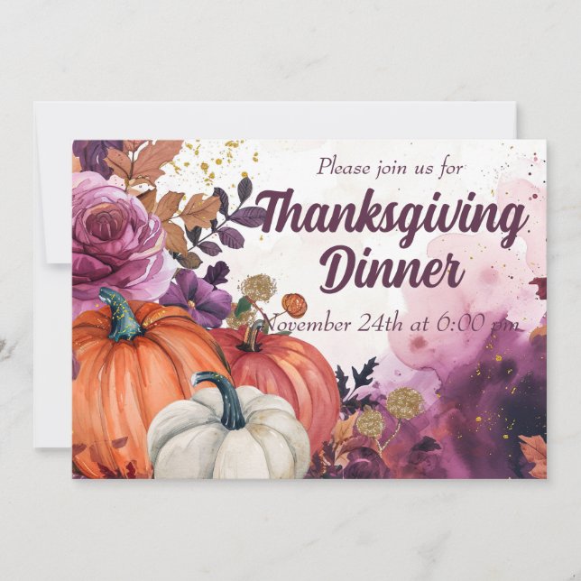 Thanksgiving Inbjudan till innerinbjuden vattenfär (Framsida)