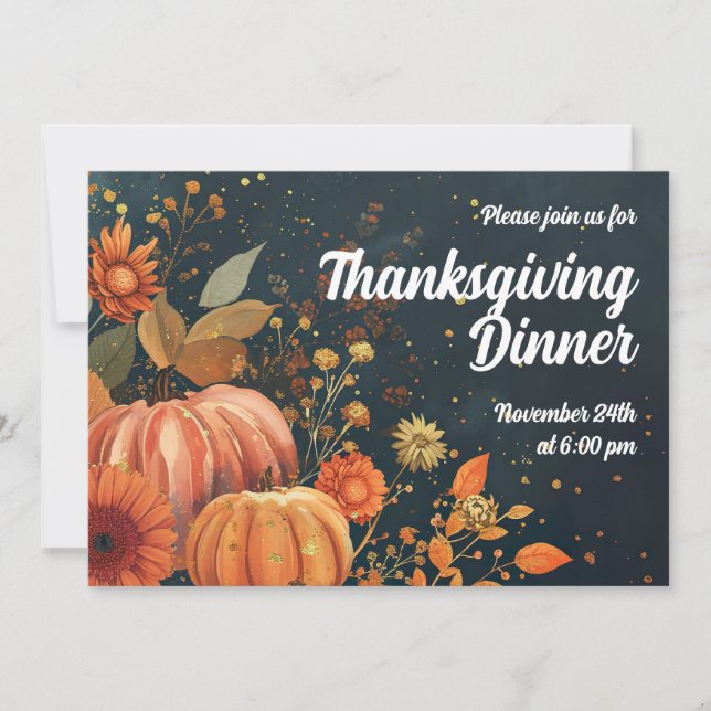 Thanksgiving Inbjudan till innerinbjuden vattenfär (Framsida)