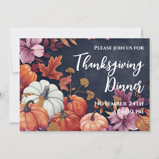 Thanksgiving Inbjudan till innerinbjuden vattenfär (Framsida)