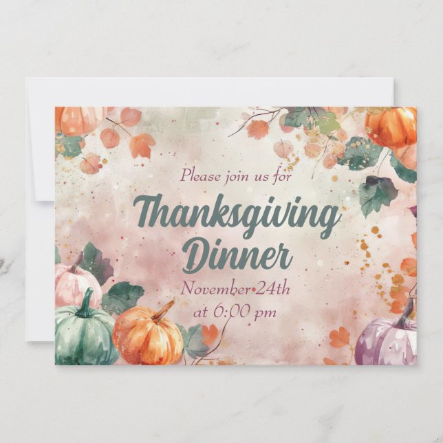 Thanksgiving Inbjudan till innerinbjuden vattenfär (Framsida)
