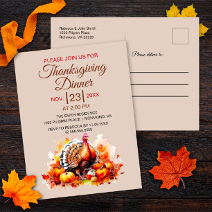 Thanksgiving Inbjudan till innervattenfärg Turkiet