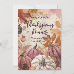 Thanksgiving Inbjudan till innervattenfärgsdockor