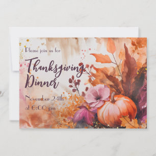 Thanksgiving Inbjudan till innervattenfärgsdockor